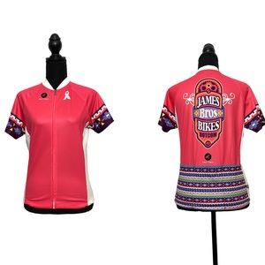 Women’s Pink Purple Zip Up Bicycle Shirt Back Pockets M